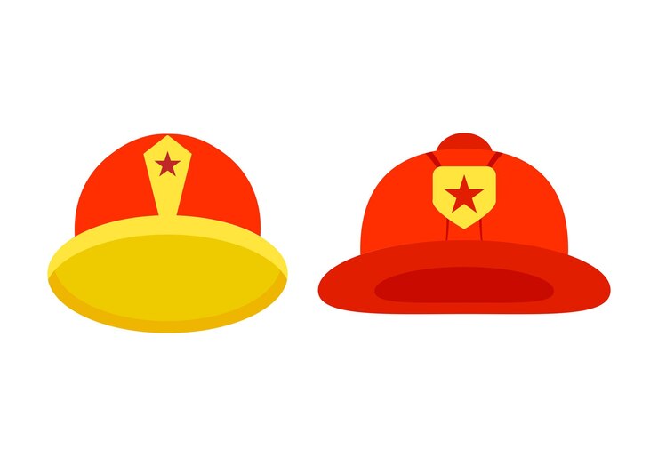 Vetor ilustração plana do logotipo do ícone de vetor de capacete de bombeiro isolado no fundo branco