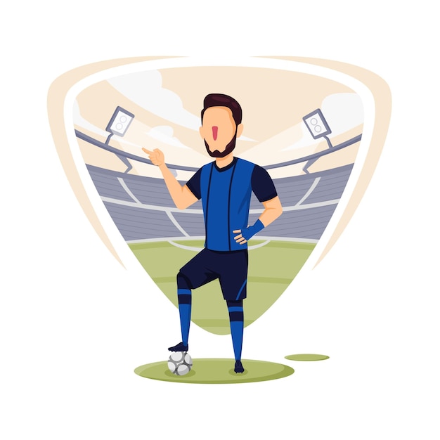 Vetor ilustração plana do melhor personagem de jogador de futebol