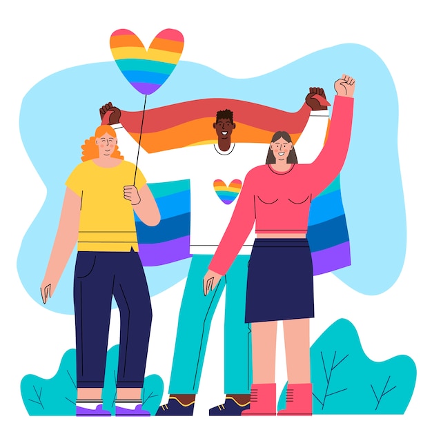 Ilustração plana do mês do orgulho lgbt