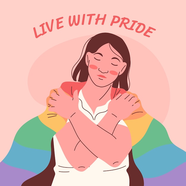 Ilustração plana do mês do orgulho lgbt