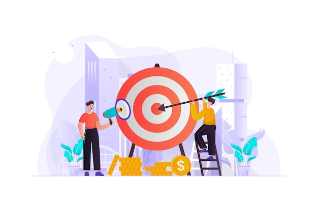 Ilustração plana do Target Marketing