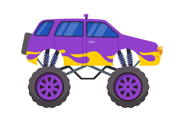 Vetor ilustração plana do veículo monster truck