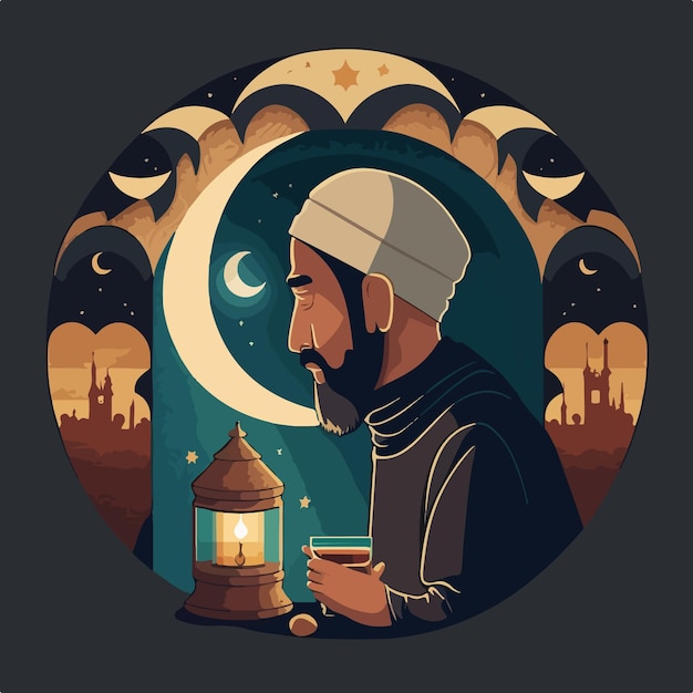 Ilustração plana do vetor do ramadã