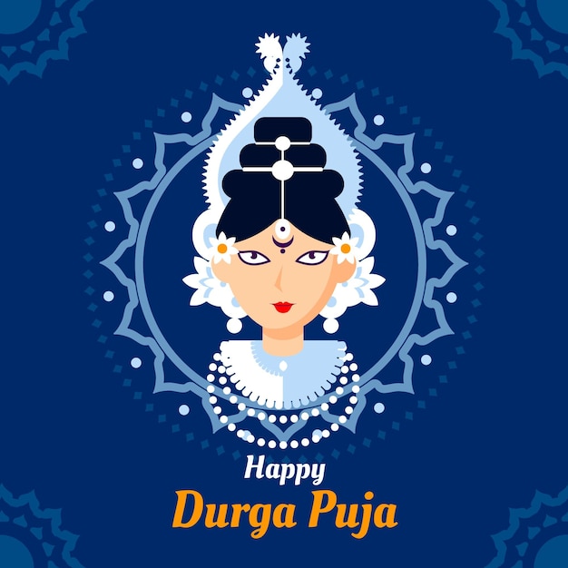 Ilustração plana durga-puja