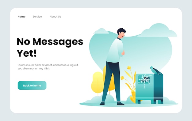 Vetor ilustração plana e moderna de uma página de site sem mensagem
