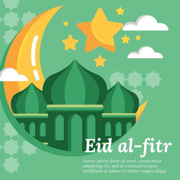 Ilustração plana eid al-fitr