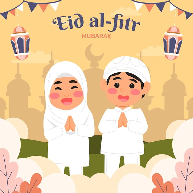 Vetor ilustração plana eid al-fitr