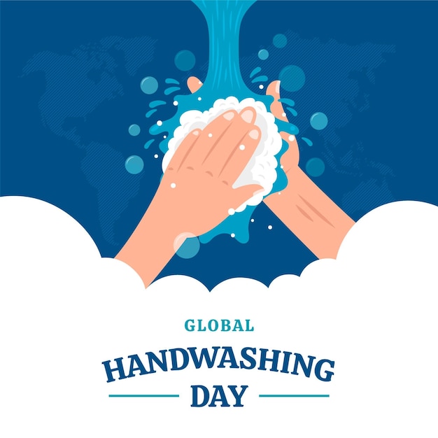 Vetor ilustração plana global do dia de lavagem das mãos