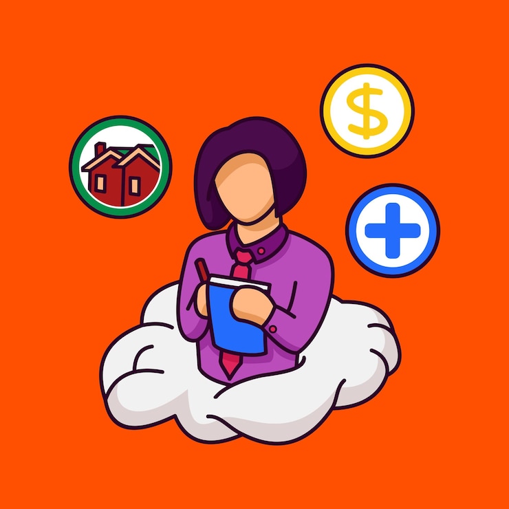 Vetor ilustração plana, ilustração mulher escrevendo