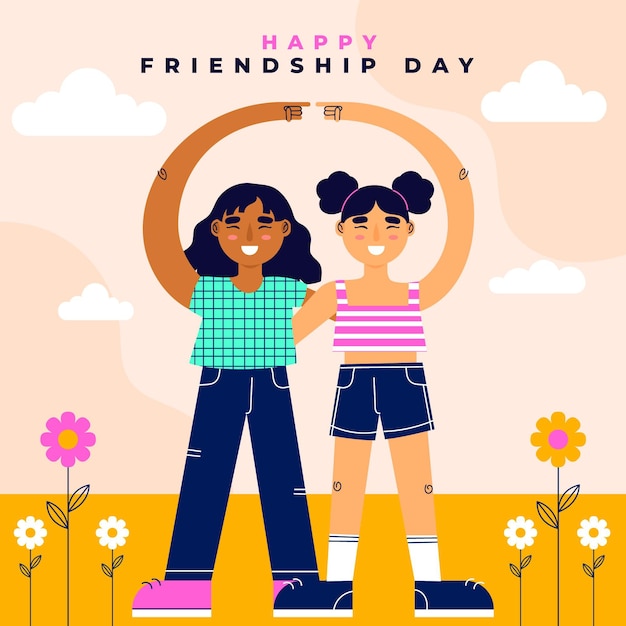 Vetor ilustração plana internacional do dia da amizade