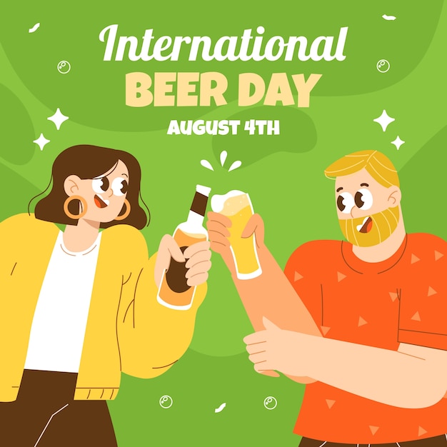 Ilustração plana internacional do dia da cerveja