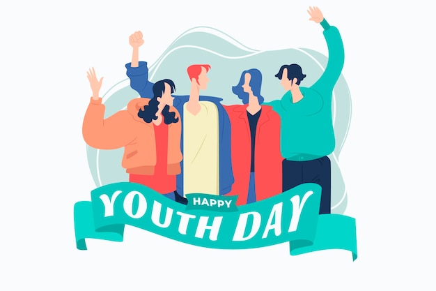 Ilustração plana internacional do dia da juventude