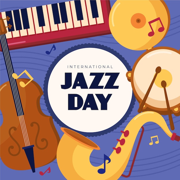 Vetor ilustração plana internacional do dia do jazz