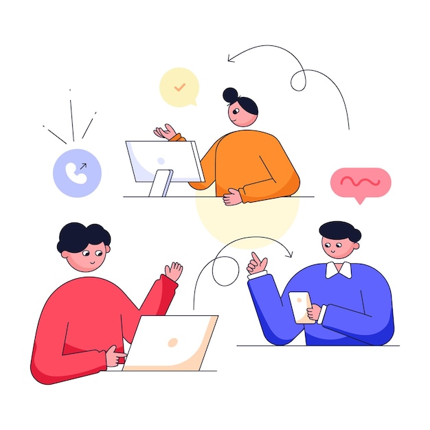 Ilustração plana moderna de reunião online