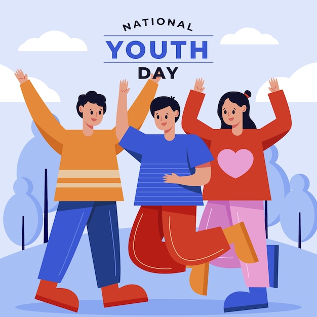Ilustração plana nacional do dia da juventude