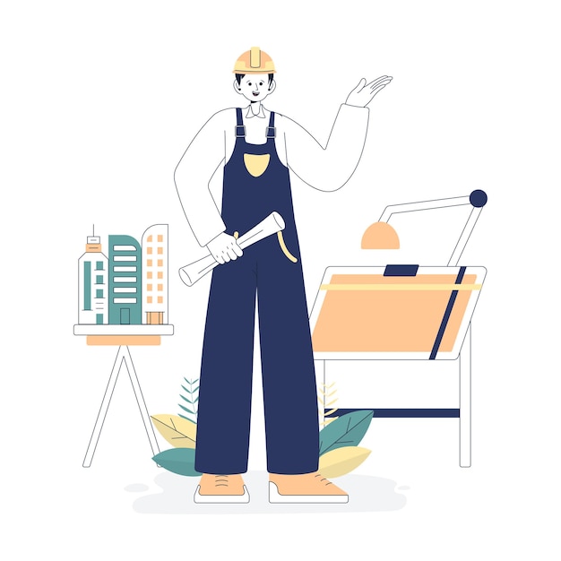 Ilustração plana Ocupação colorida Arquiteto