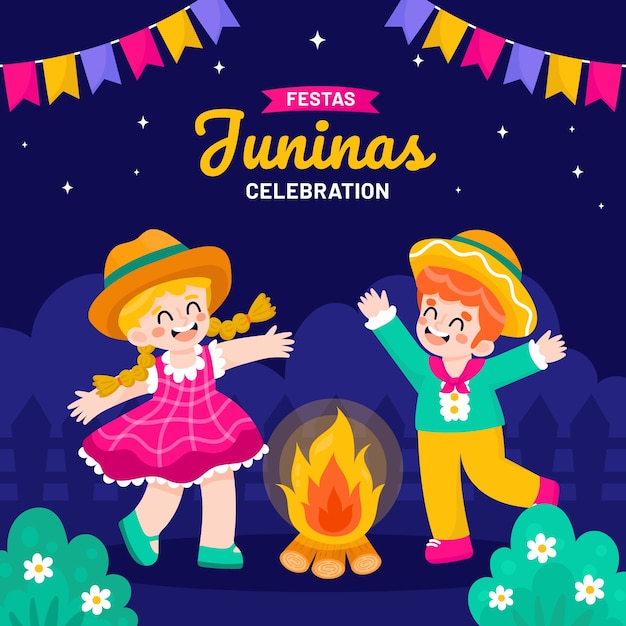 Ilustração plana para a celebração brasileira das festas juninas