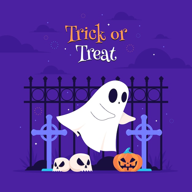 Ilustração plana para a celebração da temporada de halloween