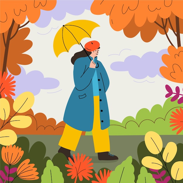 Ilustração plana para a celebração da temporada de outono