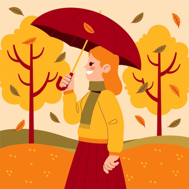 Ilustração plana para a celebração da temporada de outono