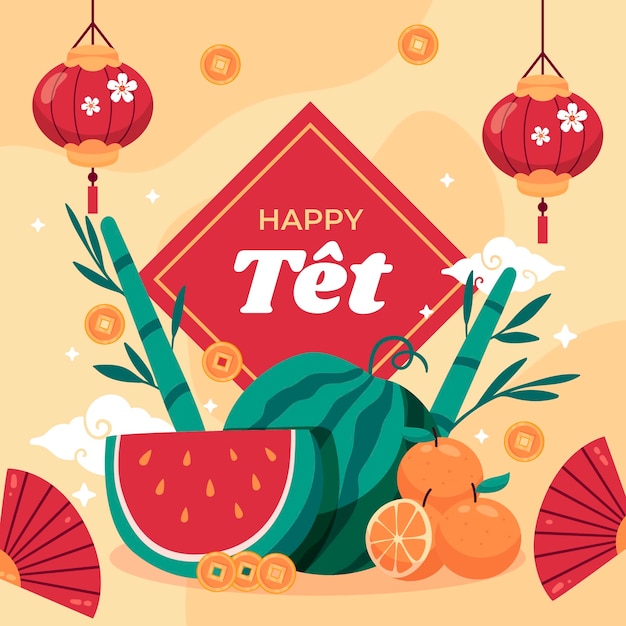 Ilustração plana para a celebração do ano novo