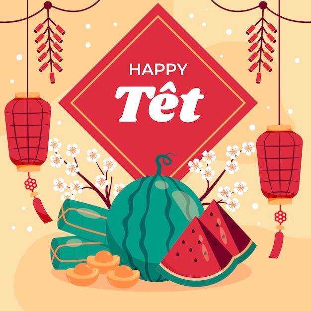Ilustração plana para a celebração do ano novo