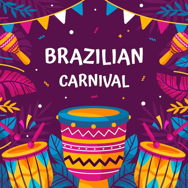 Ilustração plana para a celebração do carnaval brasileiro