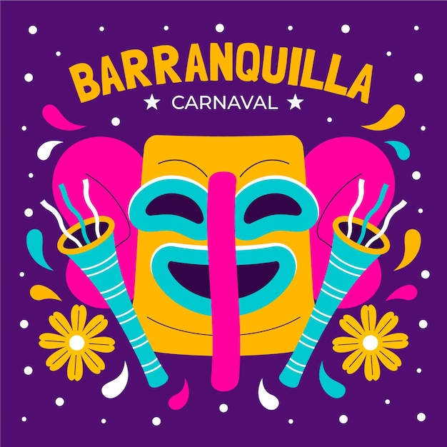 Vetor ilustração plana para a celebração do carnaval de barranquilla