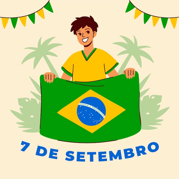 Vetor ilustração plana para a celebração do dia da independência brasileira