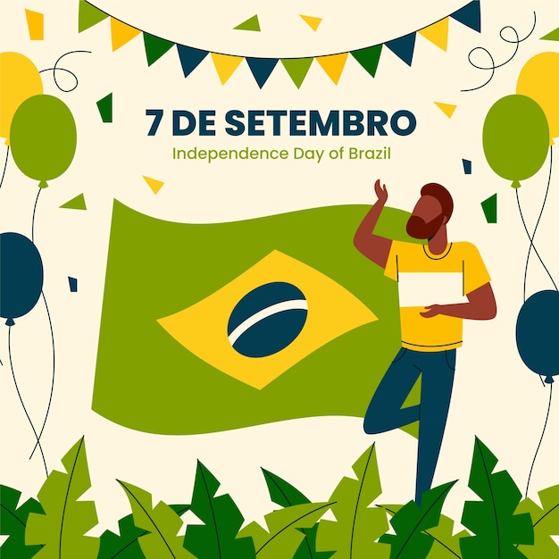 Vetor ilustração plana para a celebração do dia da independência do brasil