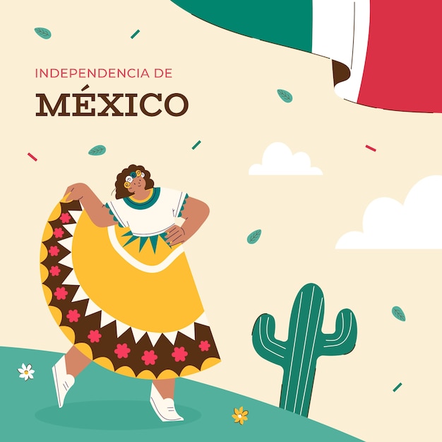 Vetor ilustração plana para a celebração do dia da independência do méxico