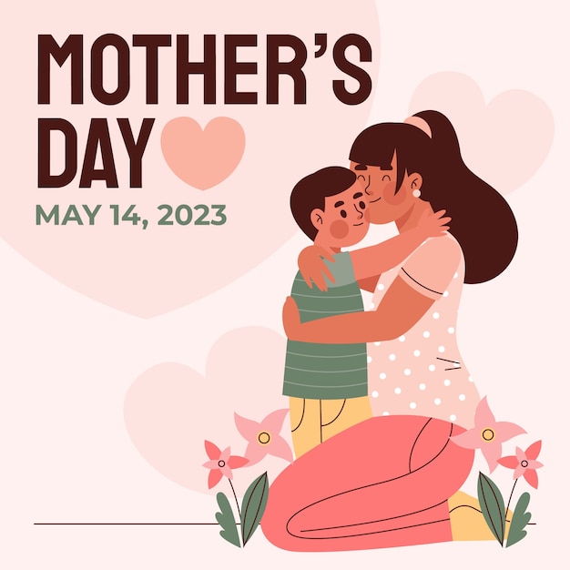 Ilustração plana para a celebração do dia das mães