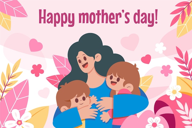 Ilustração plana para a celebração do dia das mães