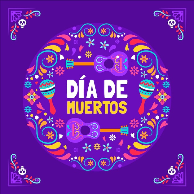 Ilustração plana para a celebração do dia de muertos