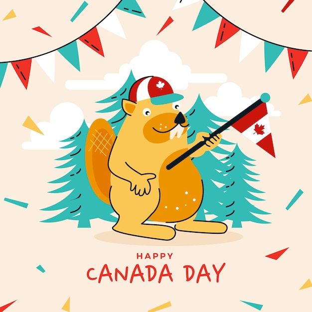 Vetor ilustração plana para a celebração do dia do canadá