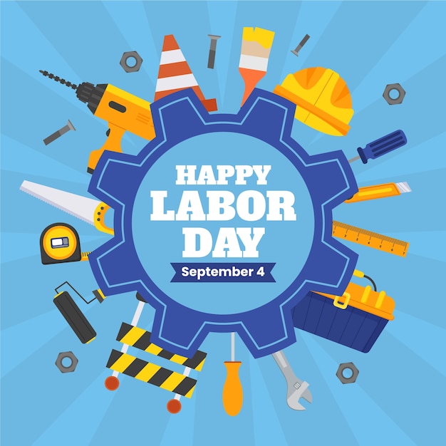 Ilustração plana para a celebração do Dia do Trabalho americano
