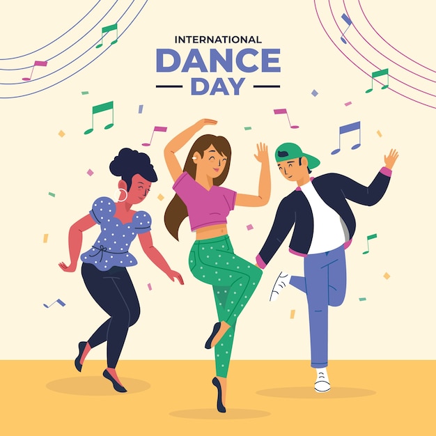 Ilustração plana para a celebração do Dia Internacional da Dança