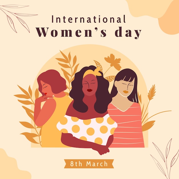 Ilustração plana para a celebração do dia internacional da mulher.