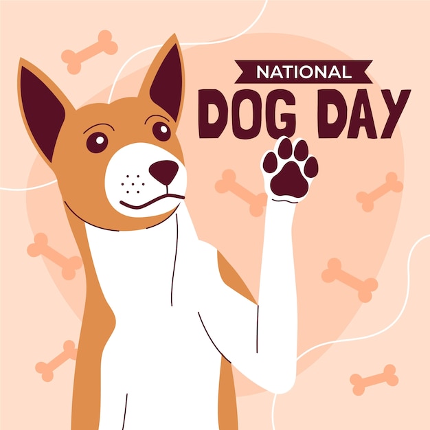 Ilustração plana para a celebração do dia internacional do cão