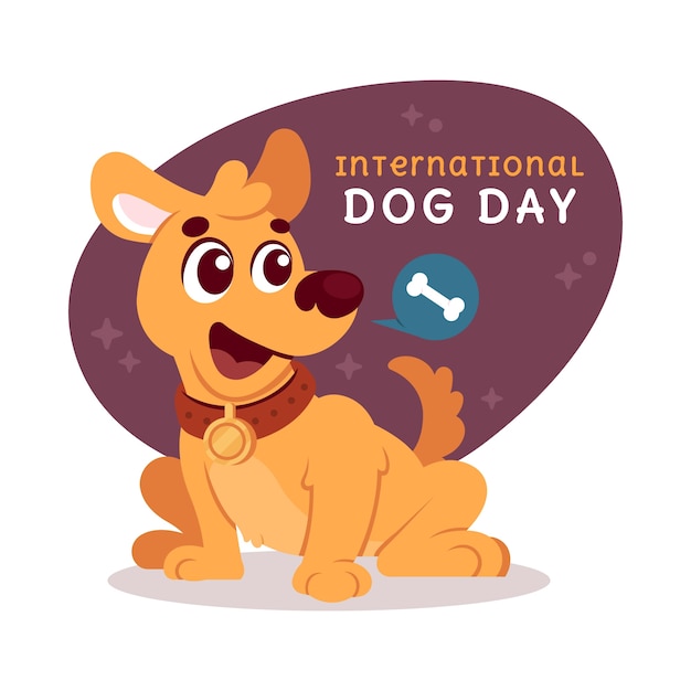Ilustração plana para a celebração do Dia Internacional do Cão