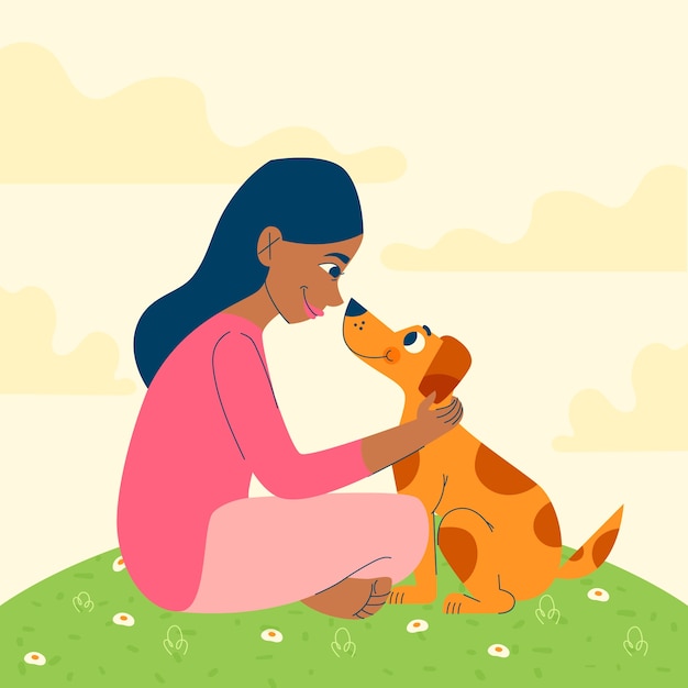Ilustração plana para a celebração do dia internacional do cão