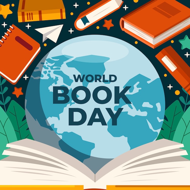 Vetor ilustração plana para a celebração do dia mundial do livro