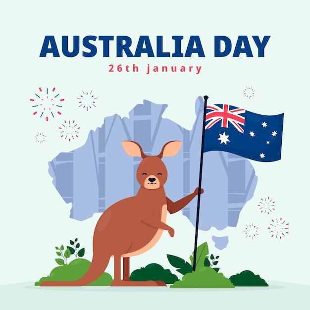 Ilustração plana para a celebração do dia nacional australiano