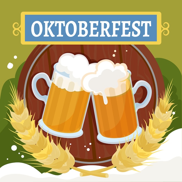 Ilustração plana para a celebração do festival de cerveja oktoberfest