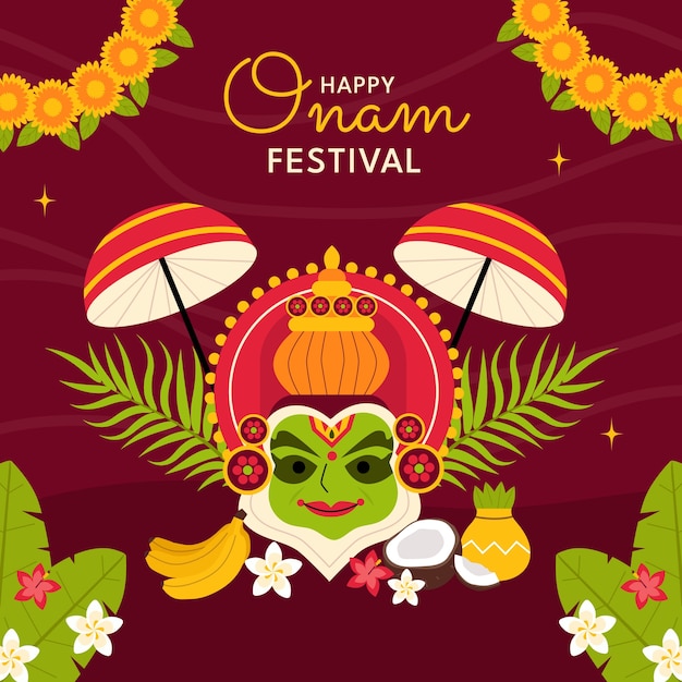 Ilustração plana para a celebração do festival onam