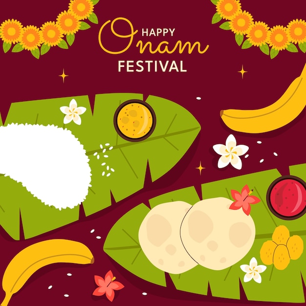 Ilustração plana para a celebração do festival onam
