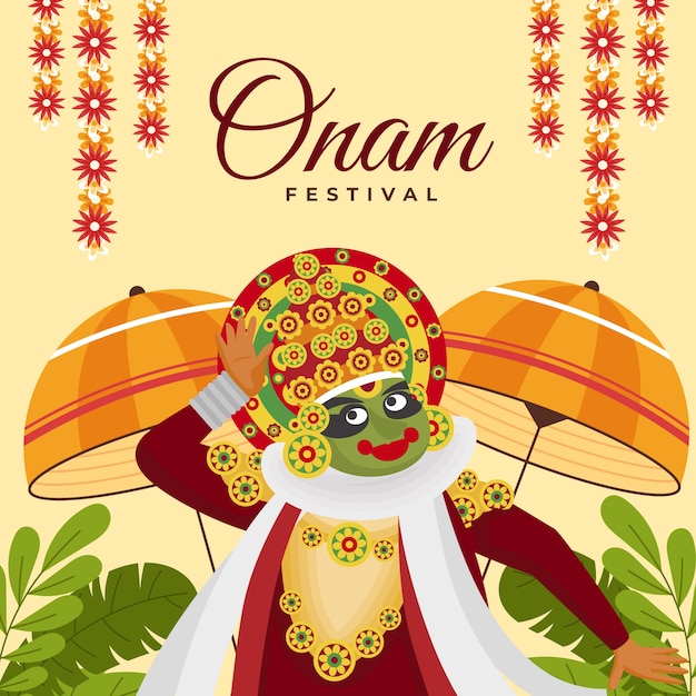 Ilustração plana para a celebração do festival onam