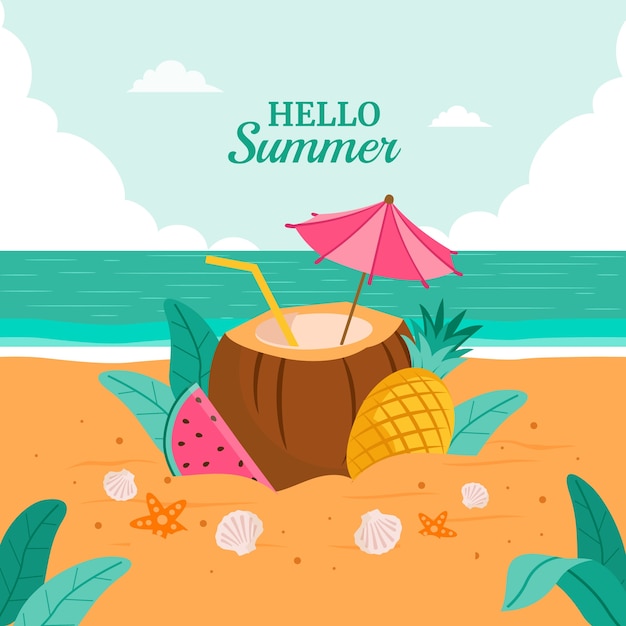 Ilustração plana para a estação de verão