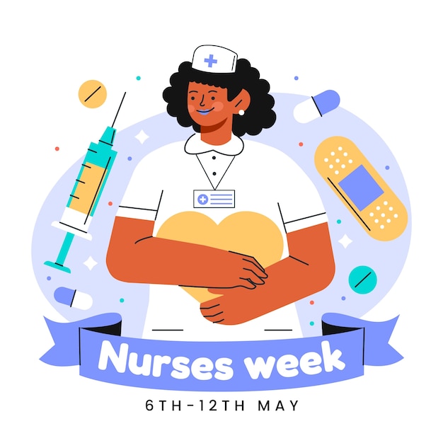 Vetor ilustração plana para a semana nacional dos enfermeiros