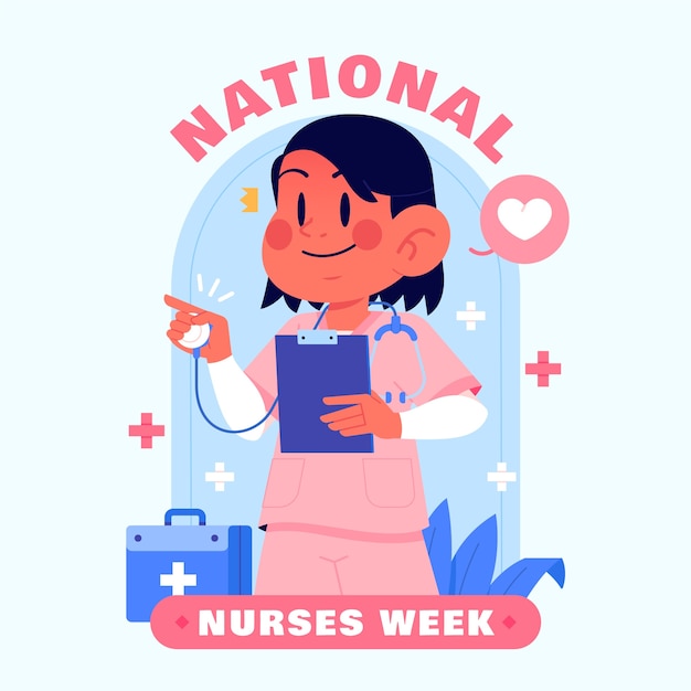 Ilustração plana para a Semana Nacional dos Enfermeiros